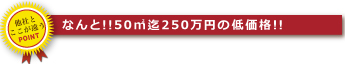 なんと!!50㎡まで250万円の低価格!!